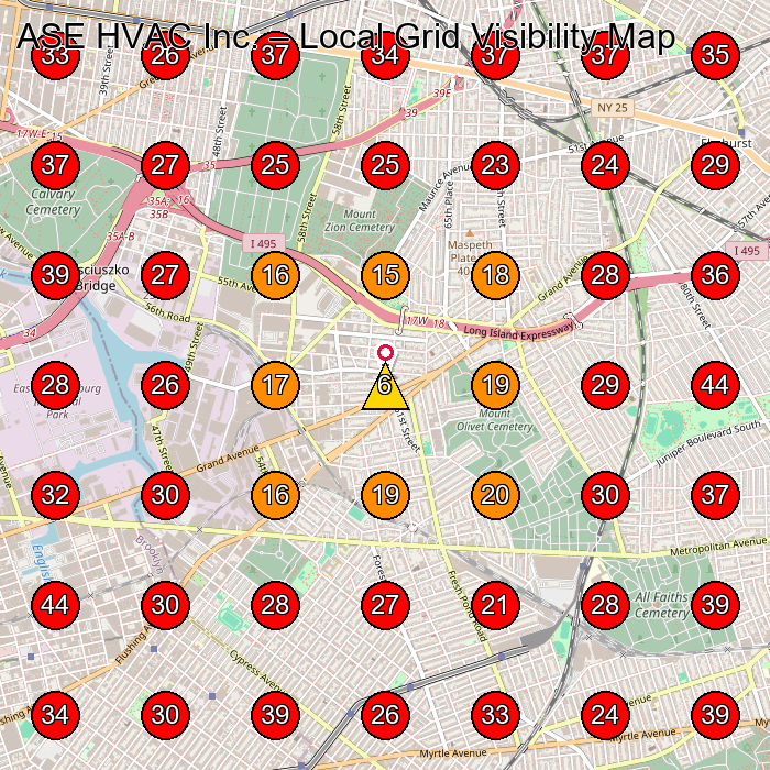 ASE HVAC Inc. GeoGrid visibility map for Air Conditioning Contractor in Glendale